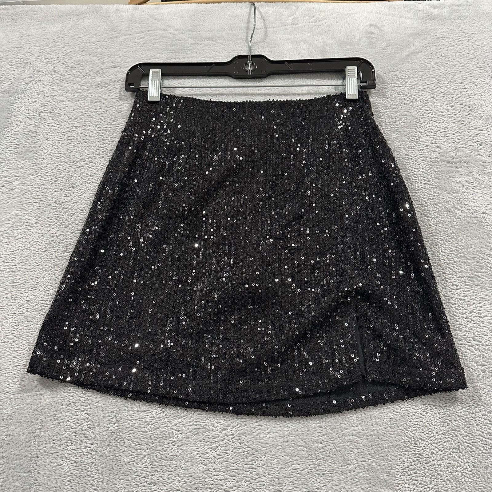 Mi Ami For Francesca's Mini Skirt Women Small Black Glamour Glitter